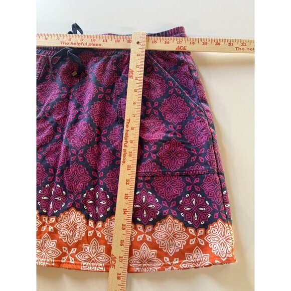 Hatley blue pink paisley boho comfy mini skirt L elastic waist outdoor stretch - Picture 6 of 9